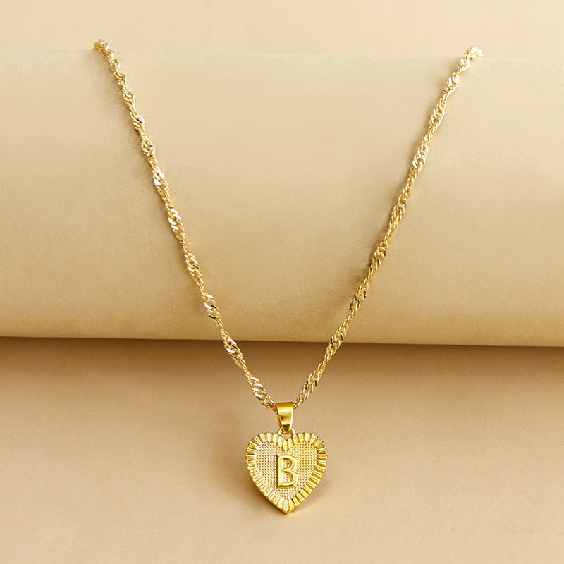 Initial Letter & Heart Necklace