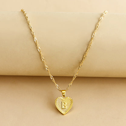 Initial Letter & Heart Necklace