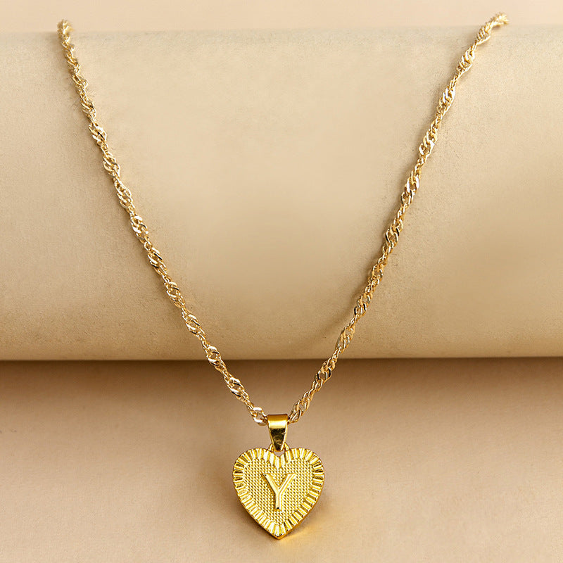 Initial Letter & Heart Necklace