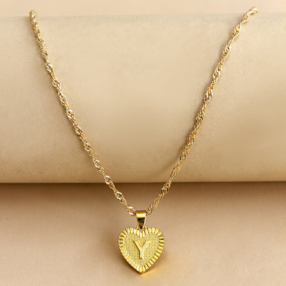 Initial Letter & Heart Necklace