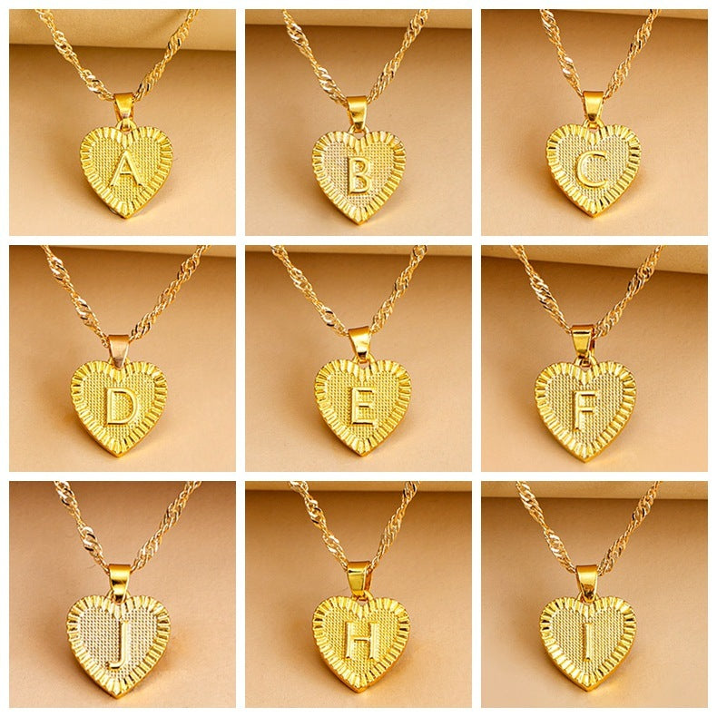 Initial Letter & Heart Necklace
