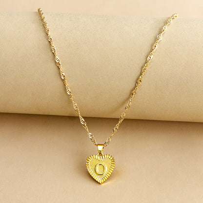 Initial Letter & Heart Necklace
