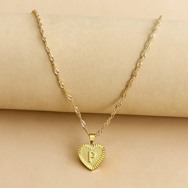 Initial Letter & Heart Necklace