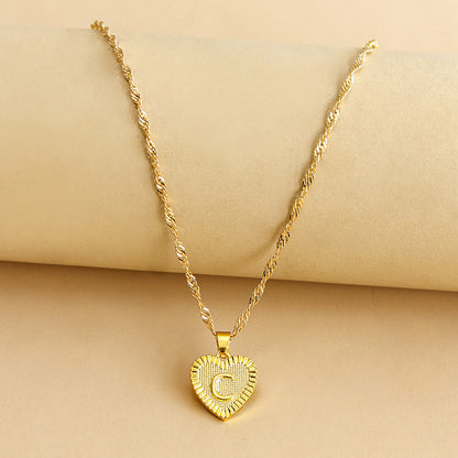 Initial Letter & Heart Necklace