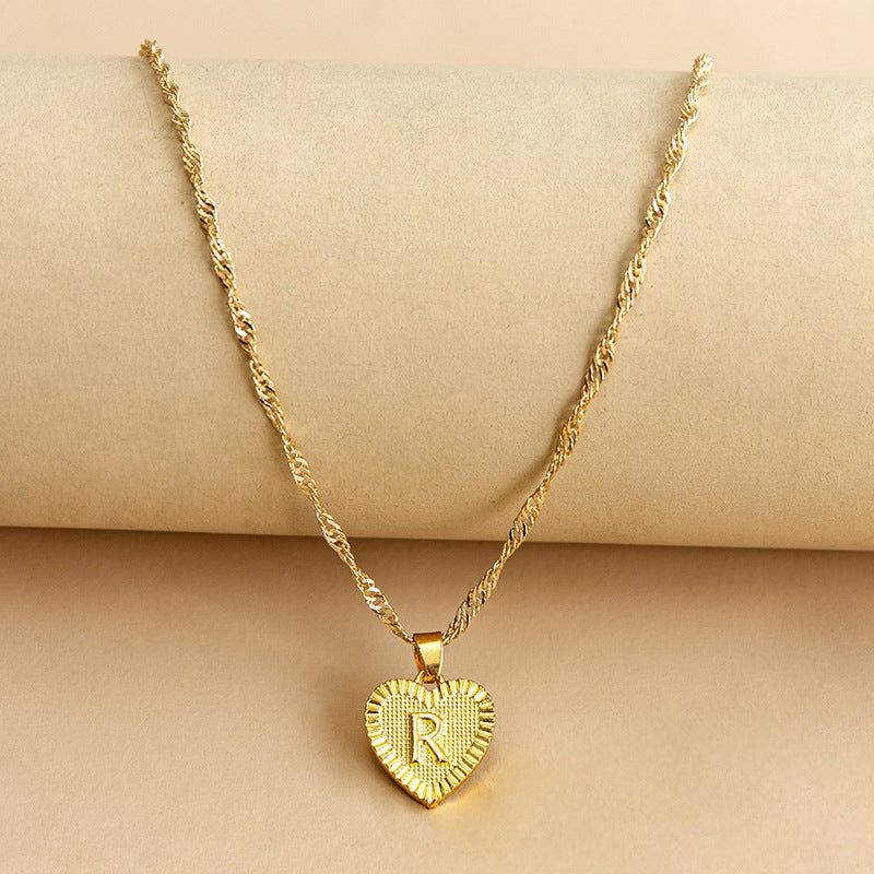 Initial Letter & Heart Necklace